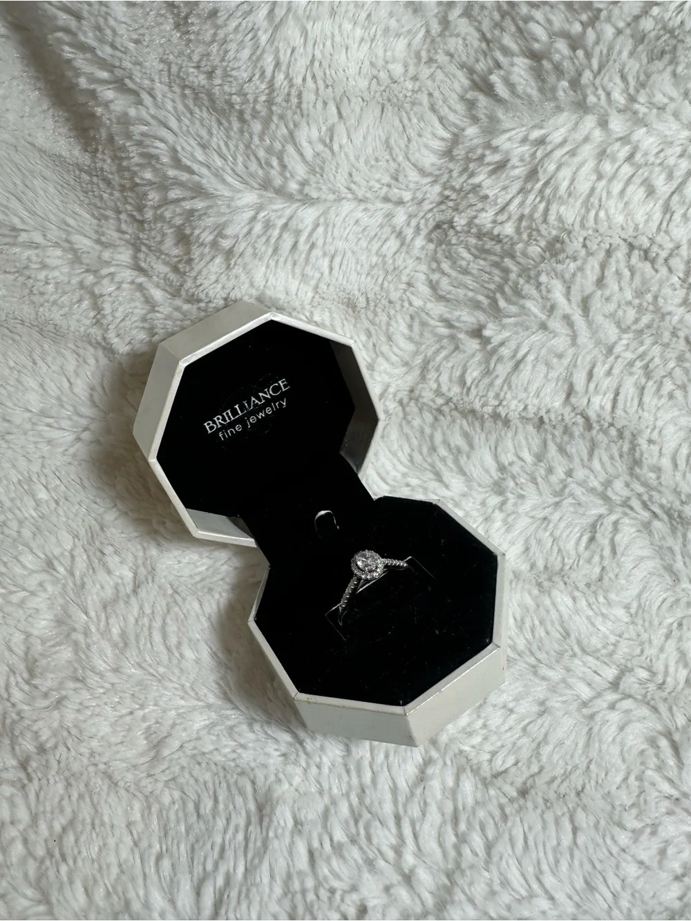 Brilliance Fine Jewelry Silver Halo Engagement Ring in White